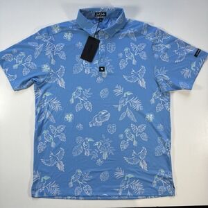 BAD BIRDIE No Fly Zone Polo Shirt Short Sleeve Mens X Large XL Blue Golf Tech